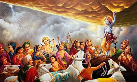  ฉายาเทวดาในสีสันอันลือชื่อ: การวิเคราะห์ภาพ Krishna Lifting Mount Govardhana