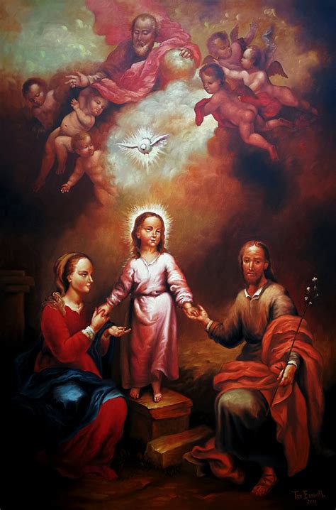 The Holy Family - Oil Painting on Canvas Bursting with Baroque Brilliance and Divine Tenderness!